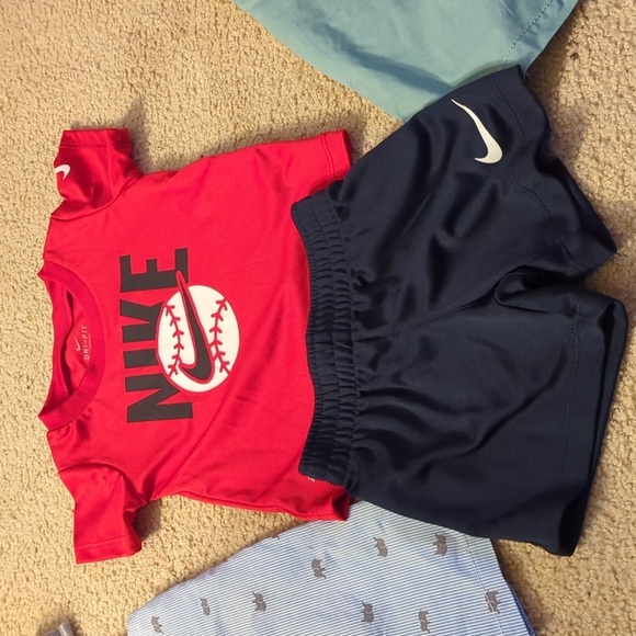Bundle of Three Little Boy Outfits Size 12 Month 1 Nike and 2 Carter's Overalls - Picture 6 of 11